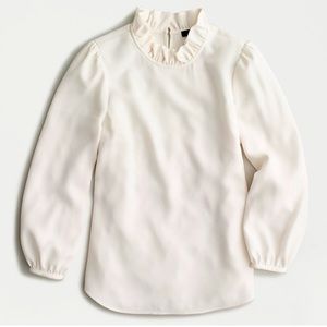 J Crew Ruffle Neck Blouse S Ivory Cream NWOT
